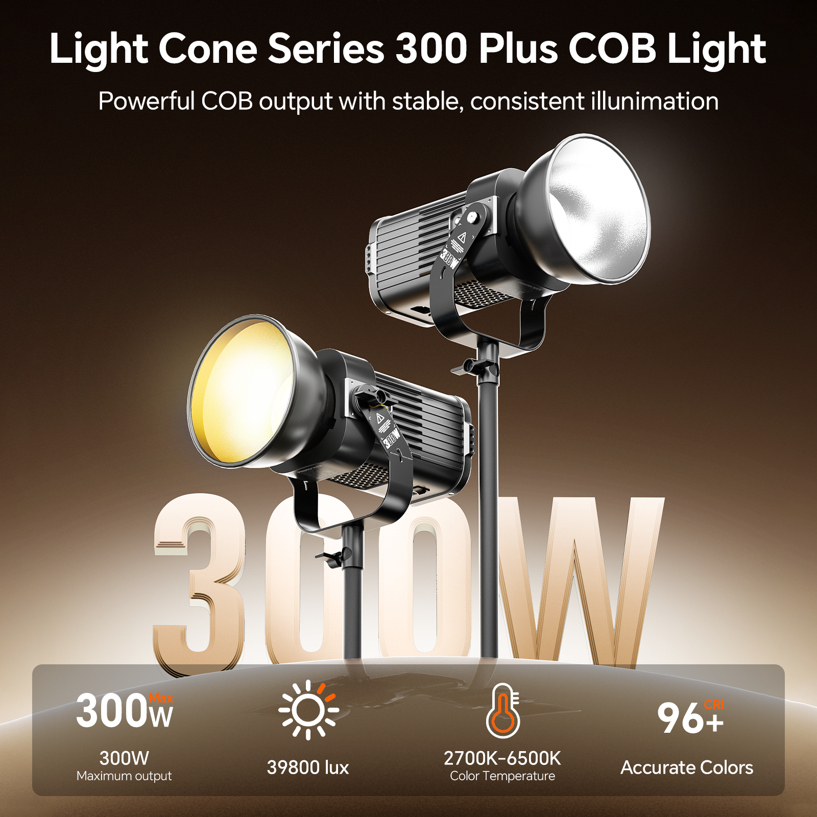 PHOTOOLEX CONE 300W PLUS COB Video Light - Photoolex