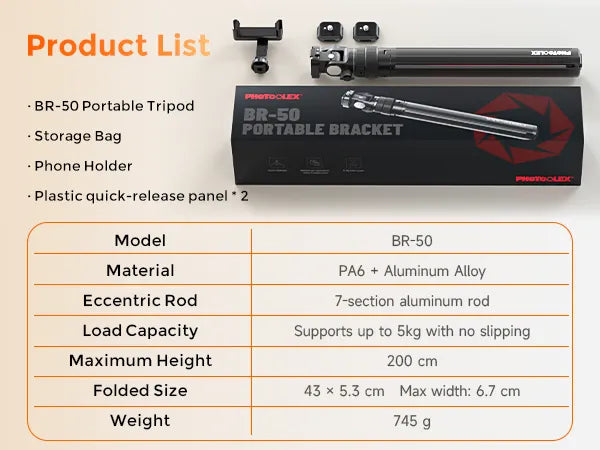 Photoolex BR 50 Portable Tripod mo 12