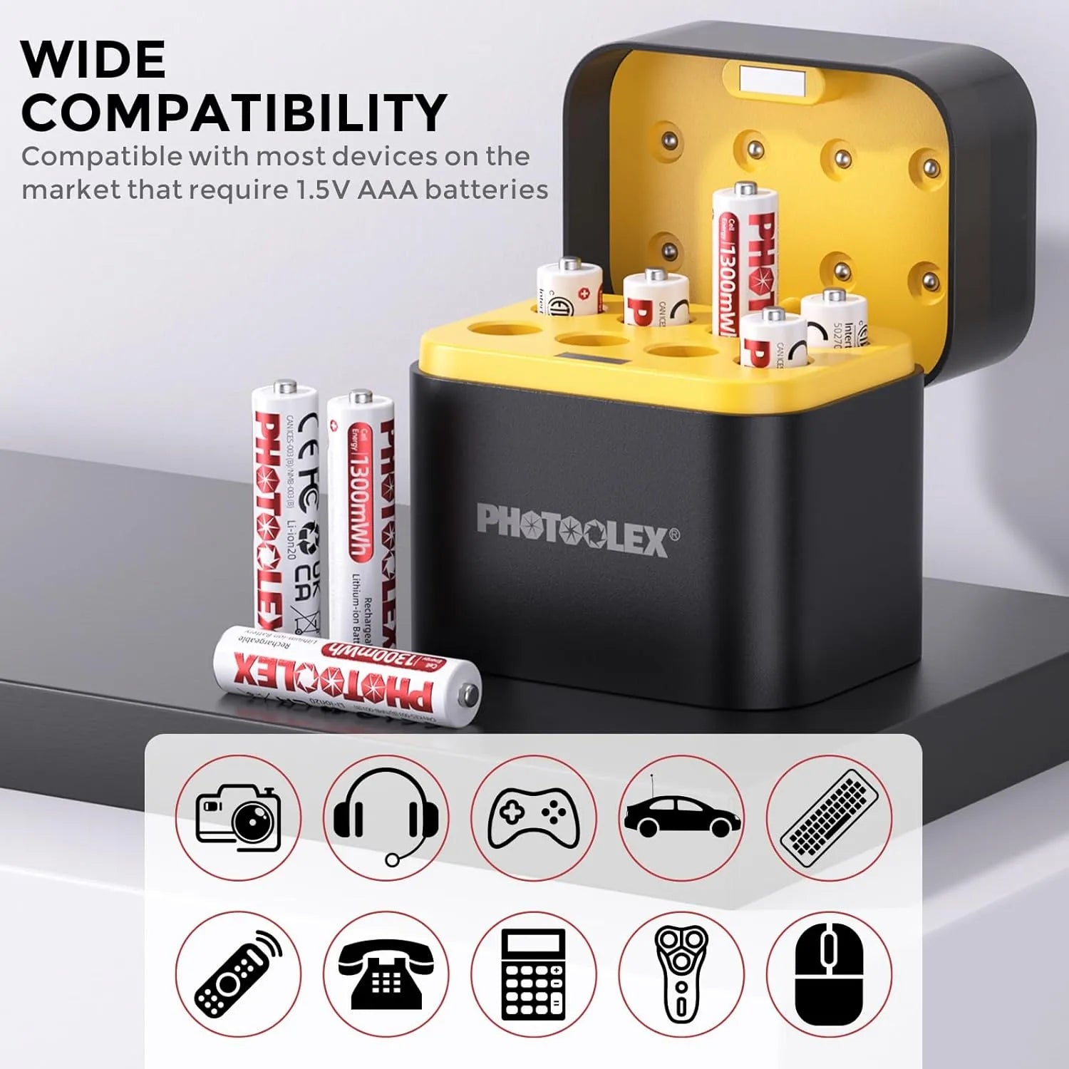 PHOTOOLEX 1.5V AAA Rechargeable Lithium - ion Battery Charger Set - Photoolex