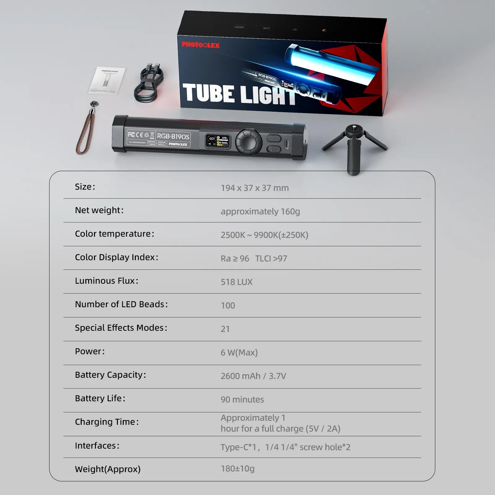 PHOTOOLEX B190S Tube Light - Photoolex