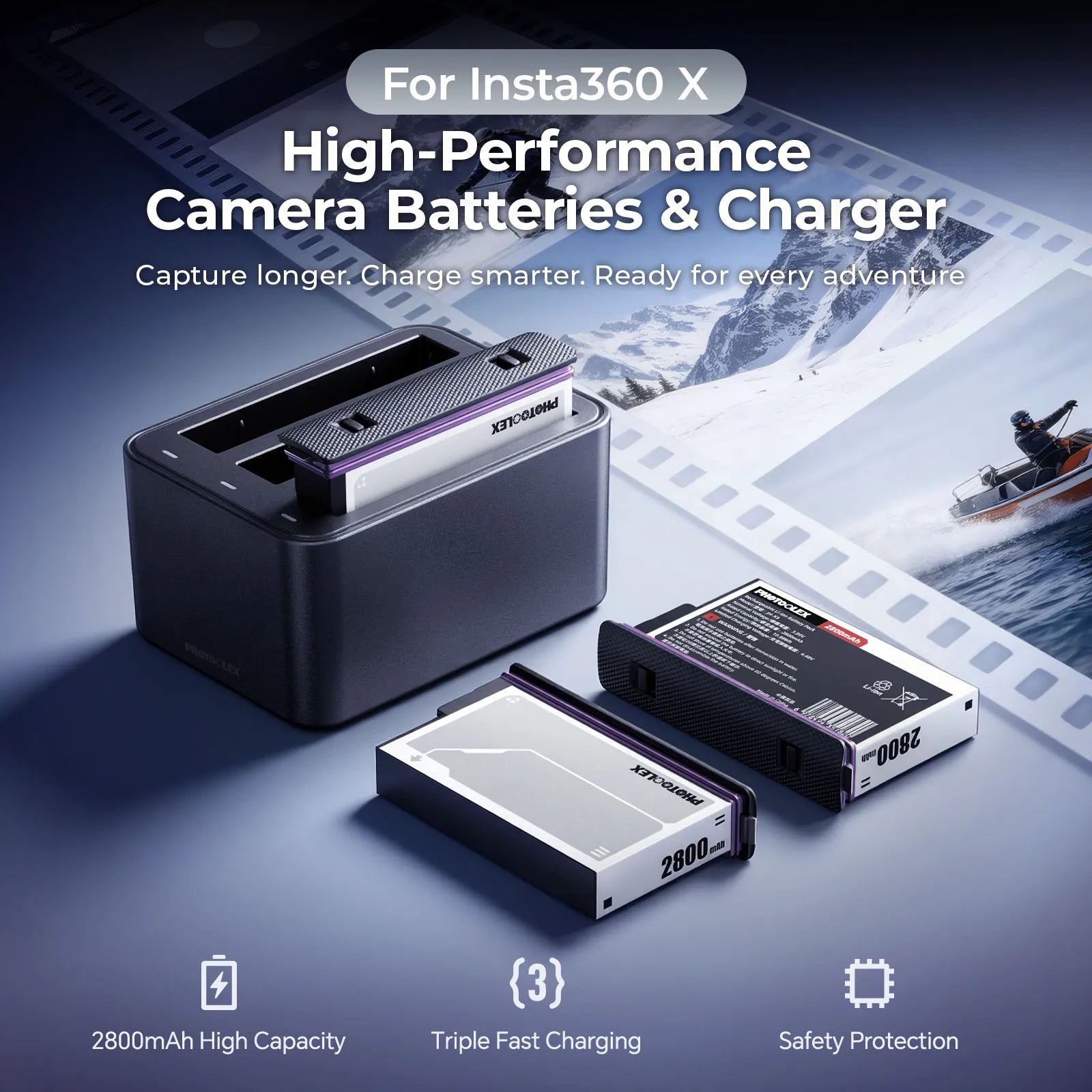 Photoolex Insta360 X5 Battery Charging Case Kit - Photoolex