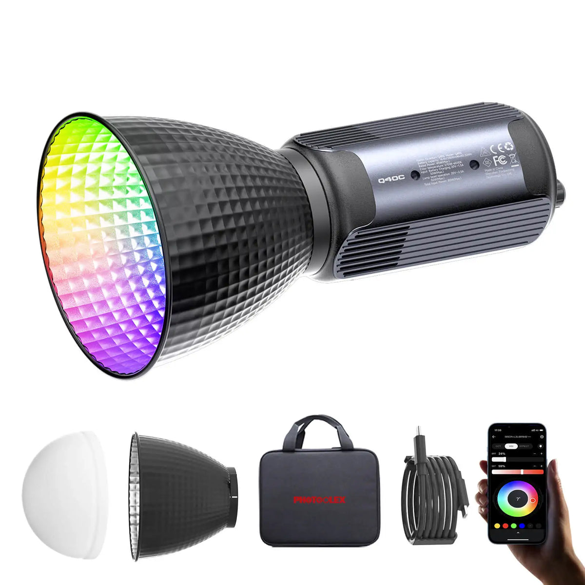PHOTOOLEX Q40C 45W RGB LED Video Light - Photoolex