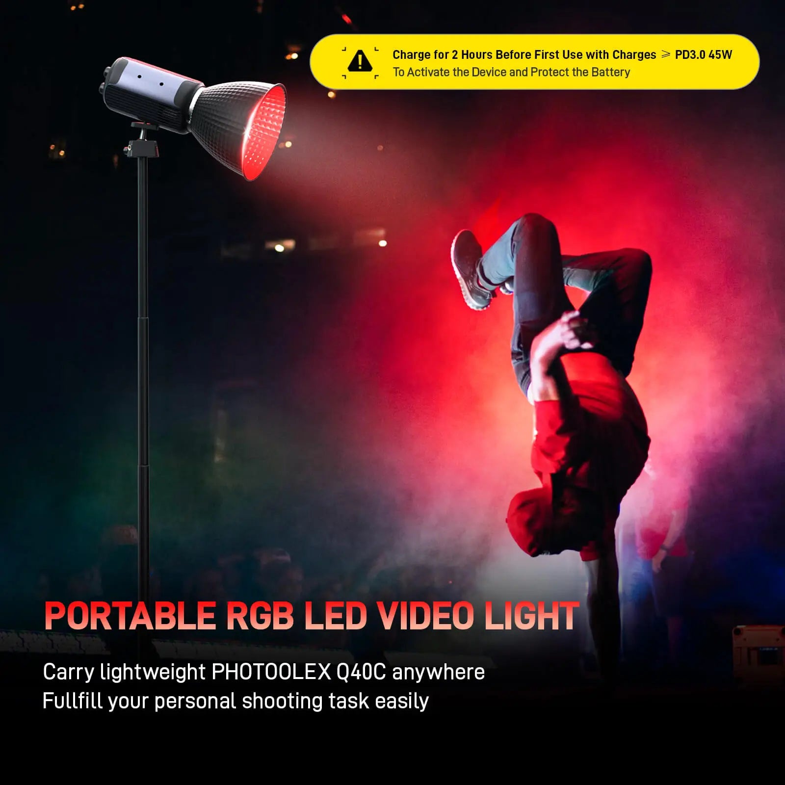 PHOTOOLEX Q40C 45W RGB LED Video Light - Photoolex